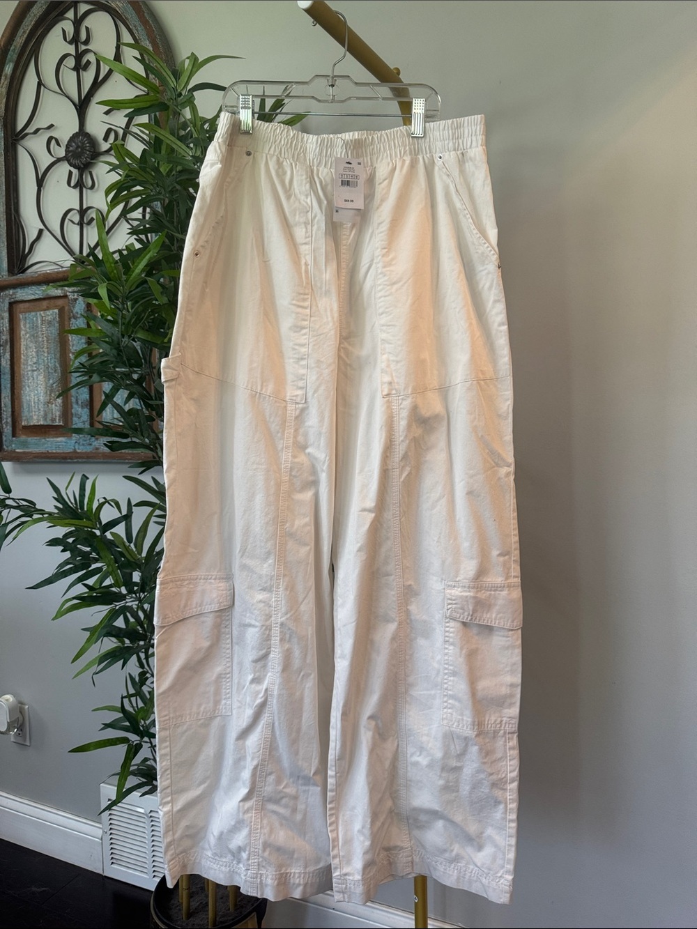 Cotton on wide leg Relaxed Cargo Pants in White NEW 12